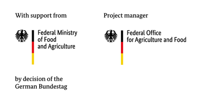 Kombilogo BMEL mit Förderzusatz und Projekttraeger BLE - englisch